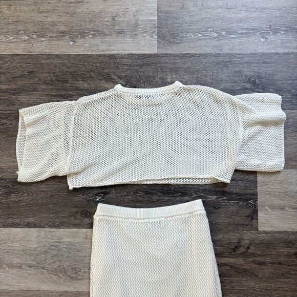 Sabo skirt Knit Mesh Crop Top & Midi Skirt Set | Beachy Chic Size Small NEW - Picture 5 of 15